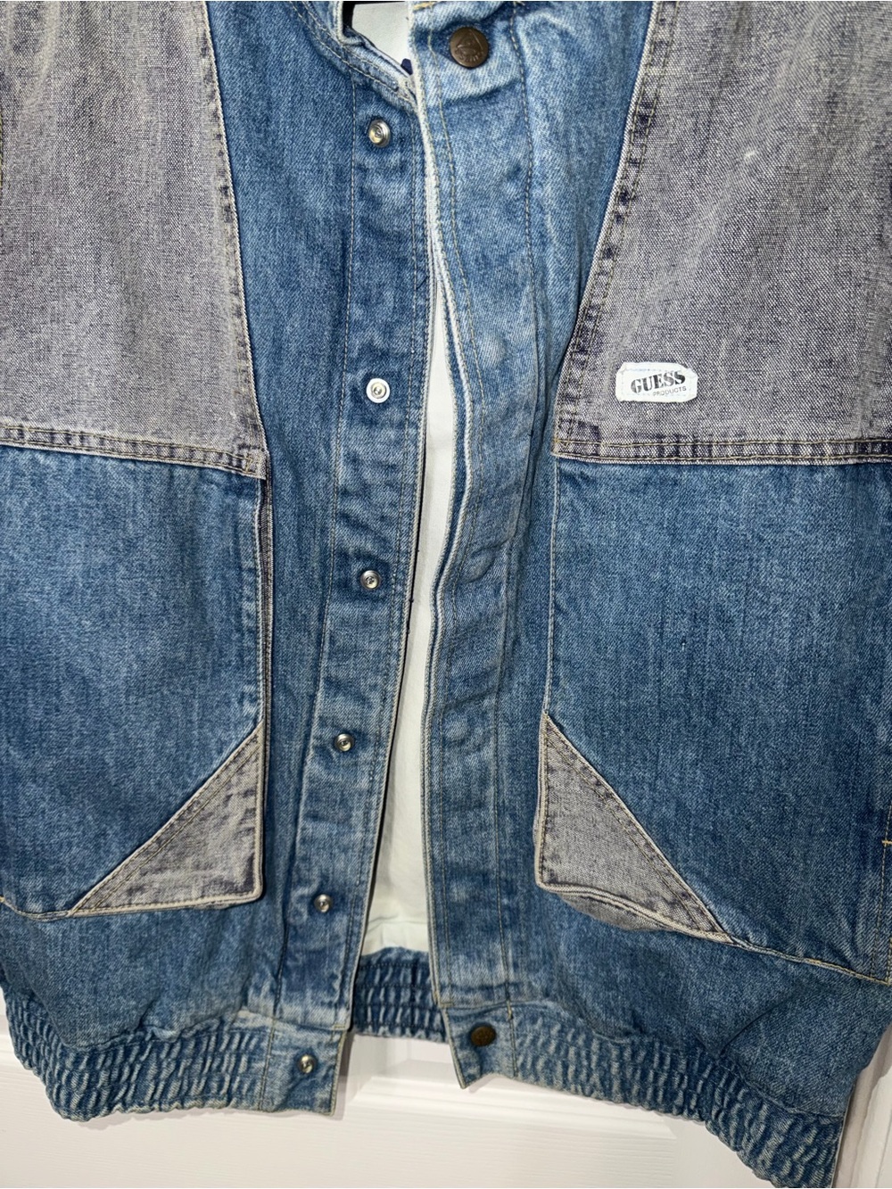 Guess vintage Two-Tone Blue Denim Vest - Light & Dark Blue - Picture 5 of 7